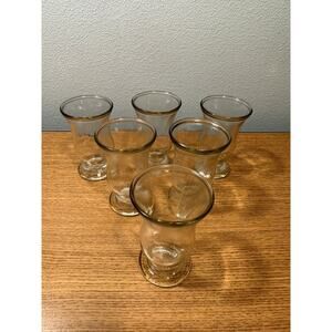 Vintage Mid Century Shot Glass Set Of 6 3.5 Oz MCM Classic Footed Glass